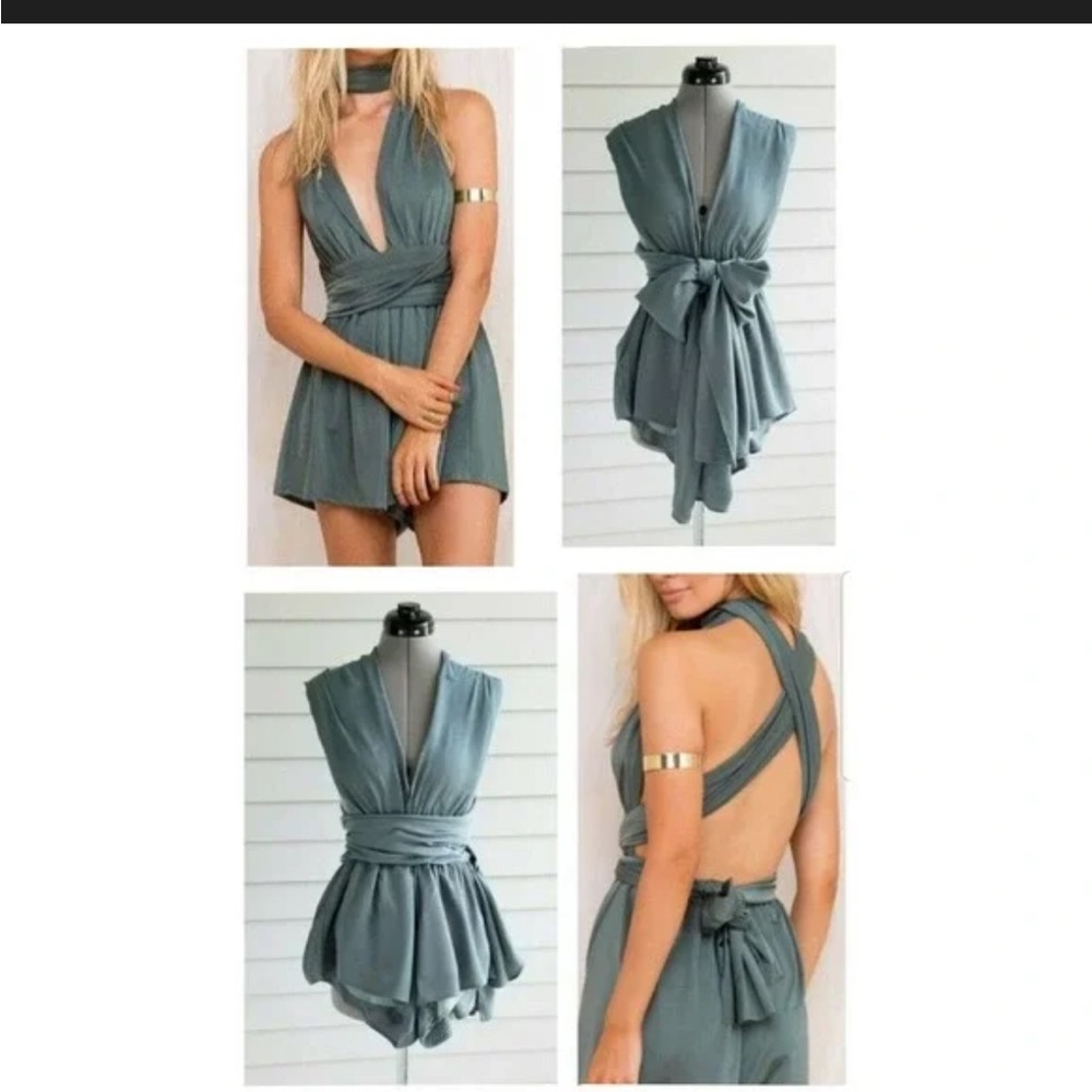 Multiway Sleeveless Grey Romper Jumpsuit
